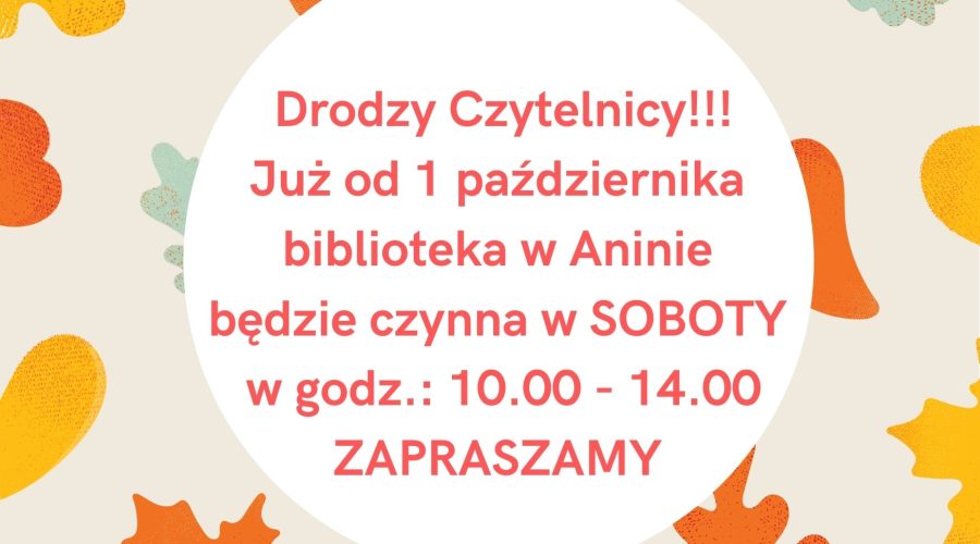 Sobotnie dyżury w Aninie- plakat